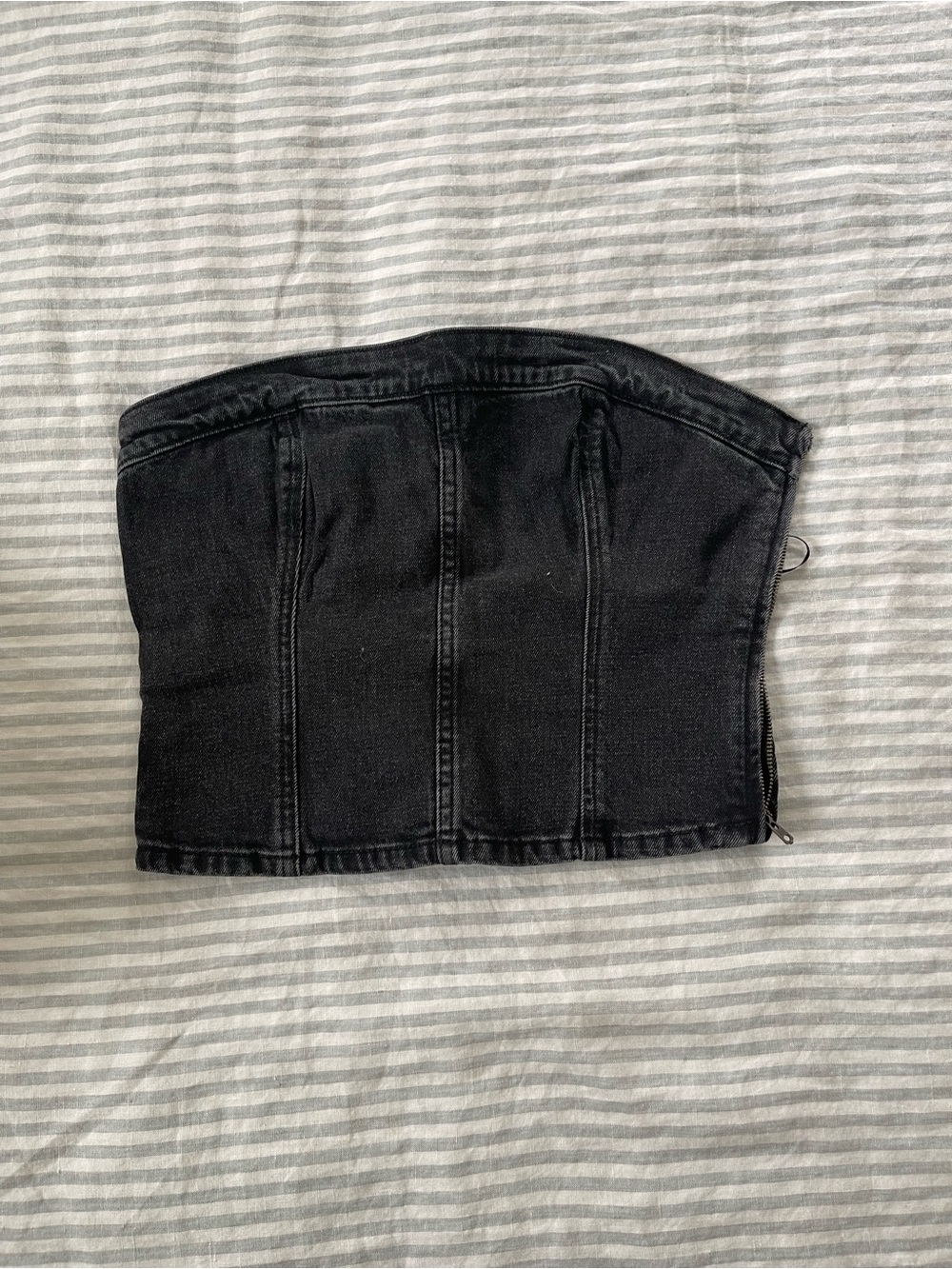 Abercrombie & Fitch Black Denim Strapless Bustier Top